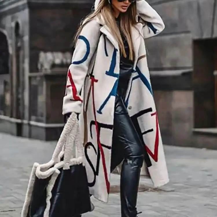 （非图片款）春秋网红洋气风衣毛呢外套气质时尚复古宽松中长款格子