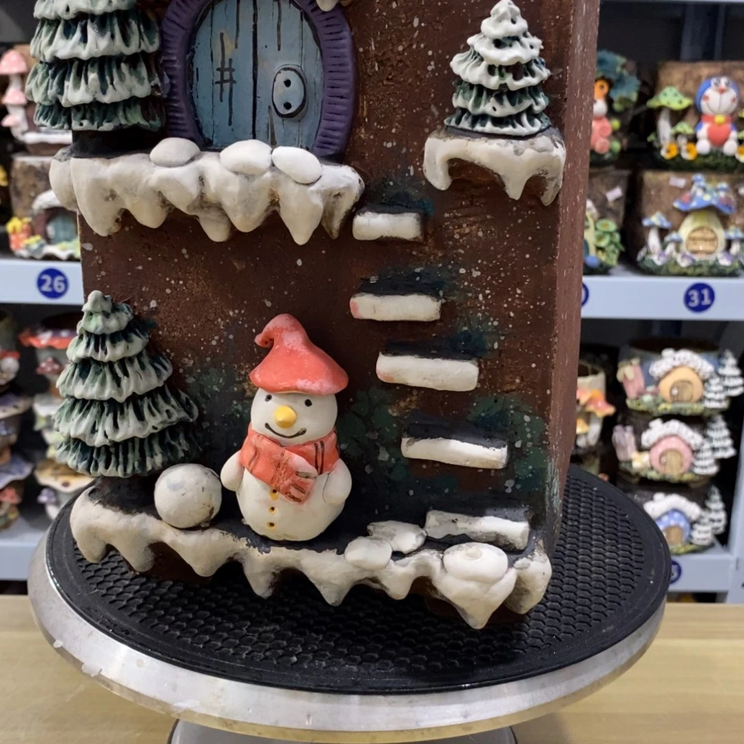 丢***ಠ白狐粗陶手捏花盆