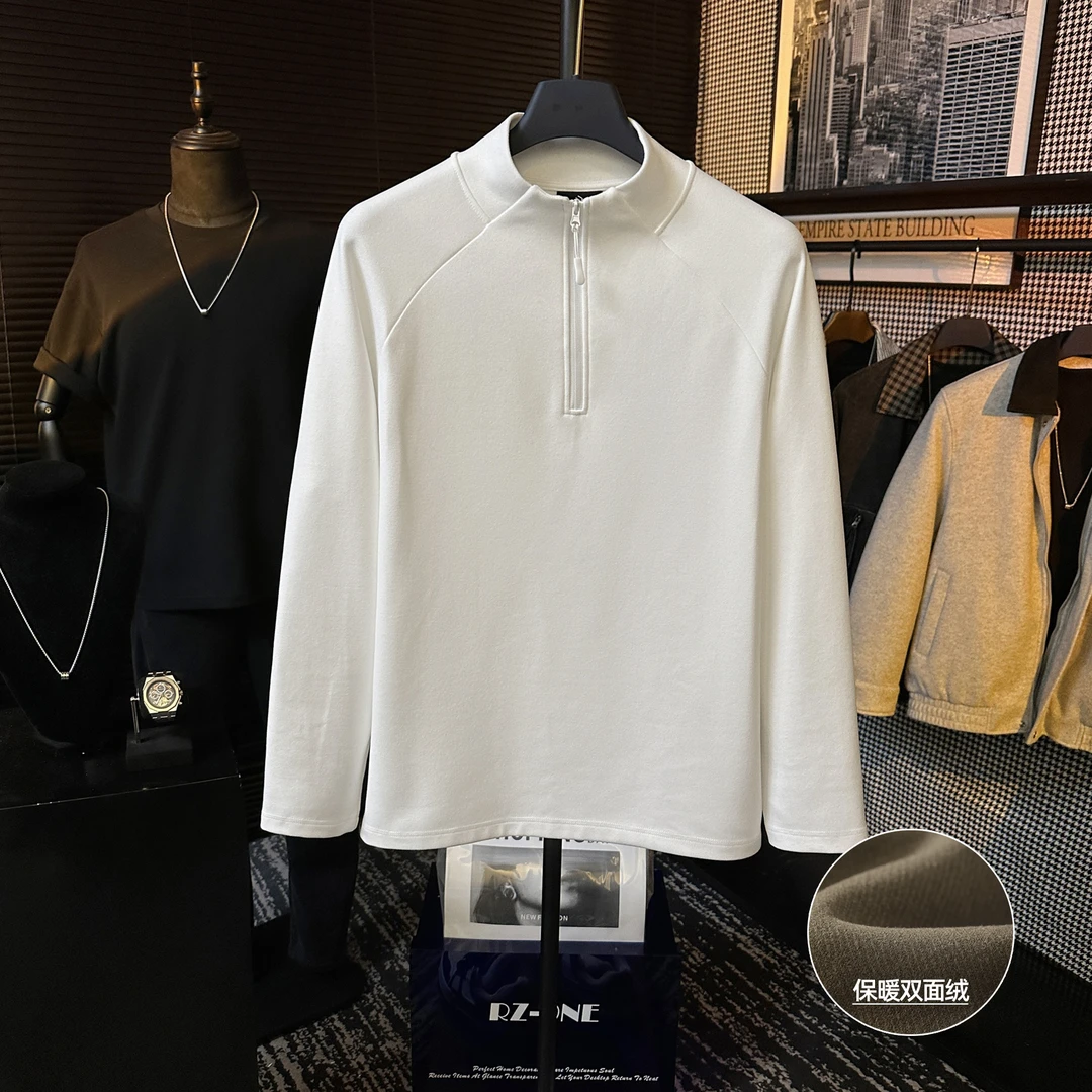【BJ】原创设计小立领双面德绒磨毛内搭百搭保暖舒适纯色打底衫
