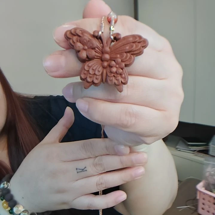 大理石磁石蝴蝶项链 手工串珠