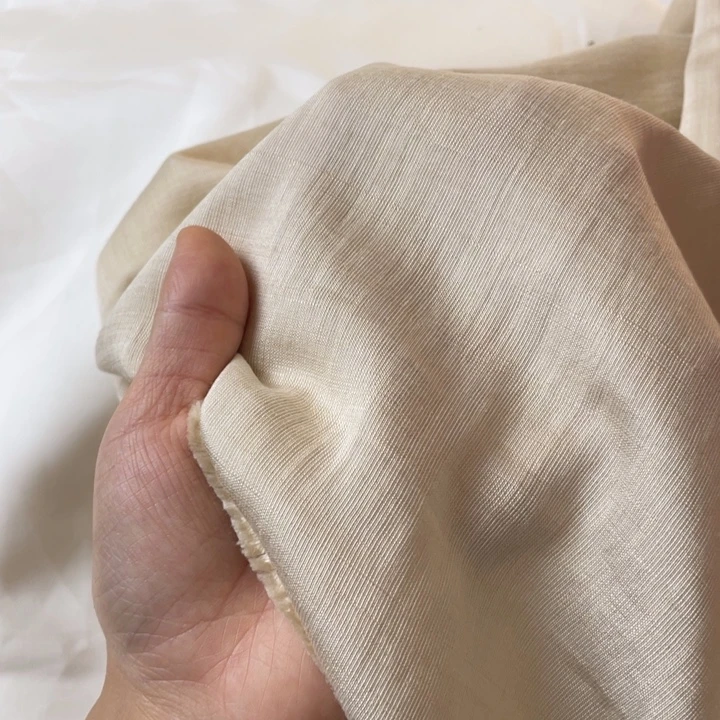 天丝（莱赛尔纤维）杏色棉麻1米