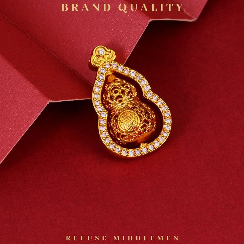 【韦雪同款】铜合金实心品牌工艺福禄双全葫芦葫芦吊坠