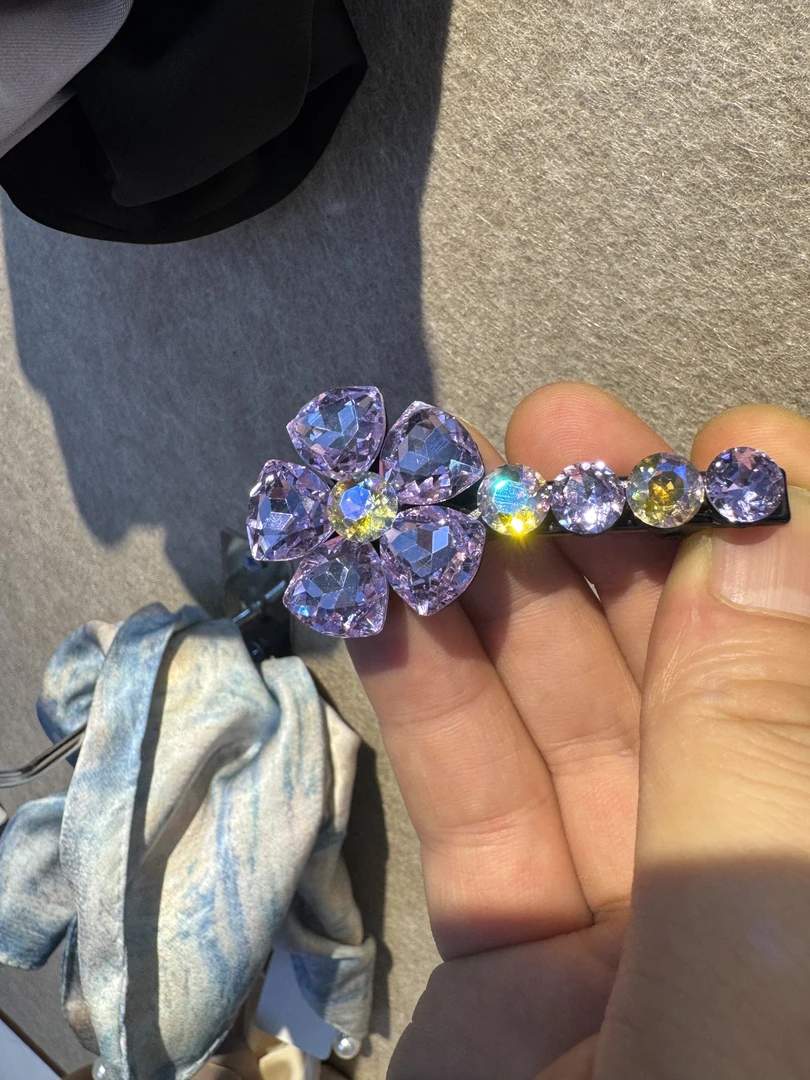 【阿敲】A1830~大水晶水钻中号碎发刘海夹侧边夹鸭夹-麦穗头饰