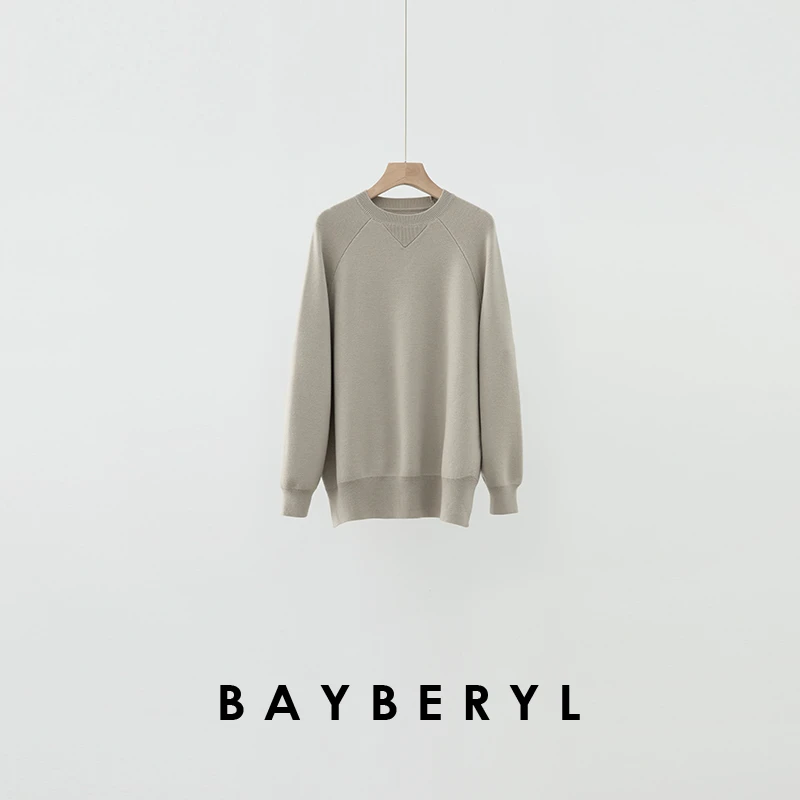BAYBERYL老贝灵感套*上衣圆领平针羊毛针织衫ZZS4L0306-12/19