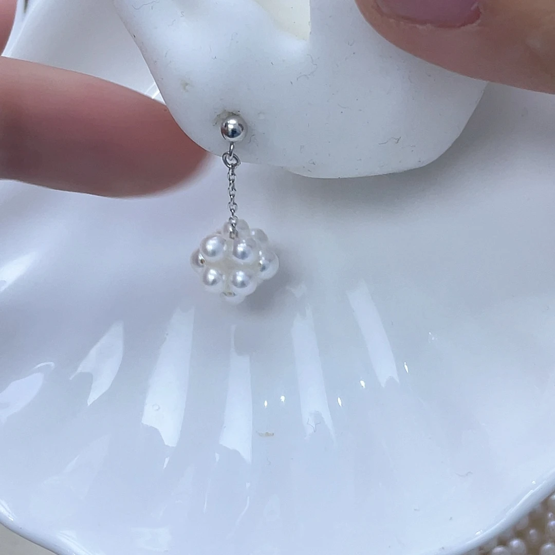 淡水珍珠耳饰银S925镶嵌