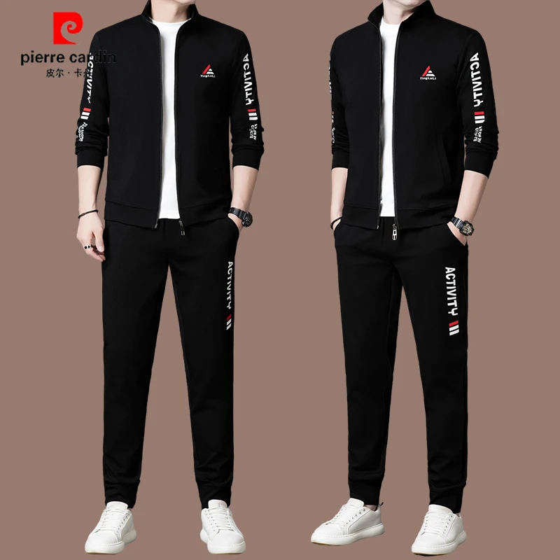 【国际品牌皮尔卡丹】高端男士印花立领套装秋季时尚休闲运动套装潮