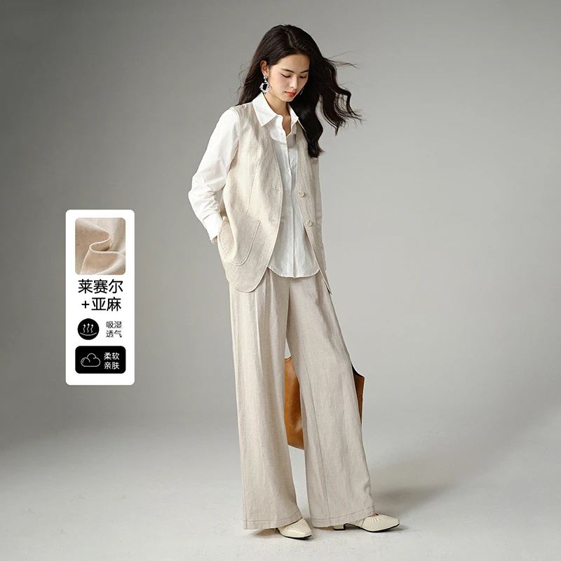 【新品】2025亚麻上衣外套马甲女25042324