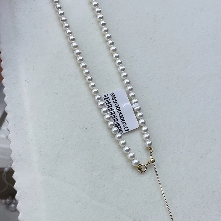 淡水珍珠颈饰18K金镶嵌卡4➕高品极光白炫天女粉