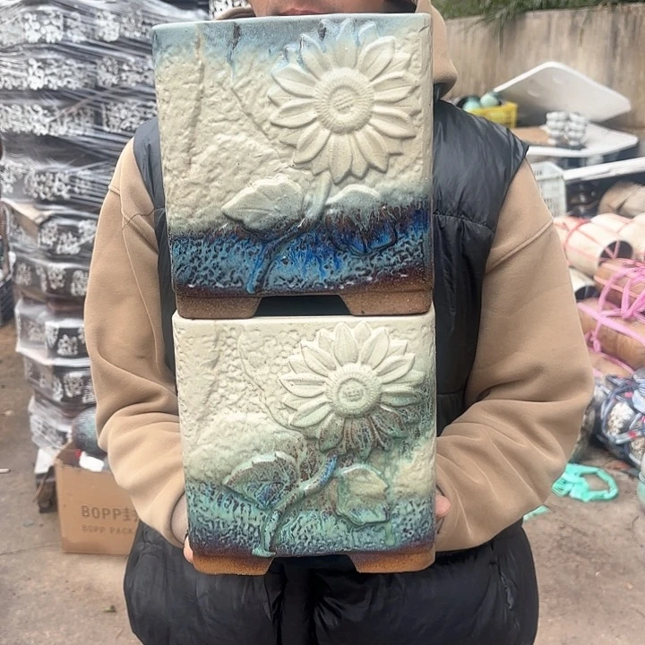 红陶复古绿蓝两个口径19高度19