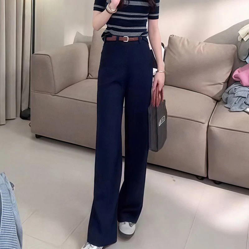 遮肉气质直筒显瘦休闲裤2025春季新款好看百搭潮流深色通勤裤子女