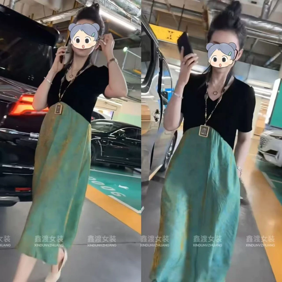 2025夏季新款时尚显瘦气质女士网红洋气连衣裙百搭款D9497