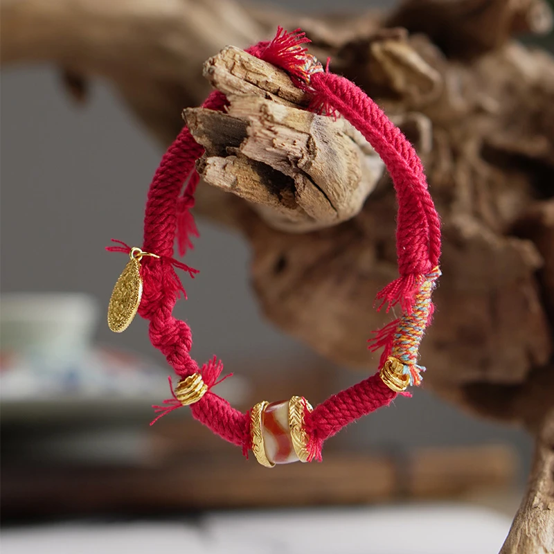 B【顺岁】天珠玛瑙手编红绳原创轻奢百搭气质显白手串多样性发一