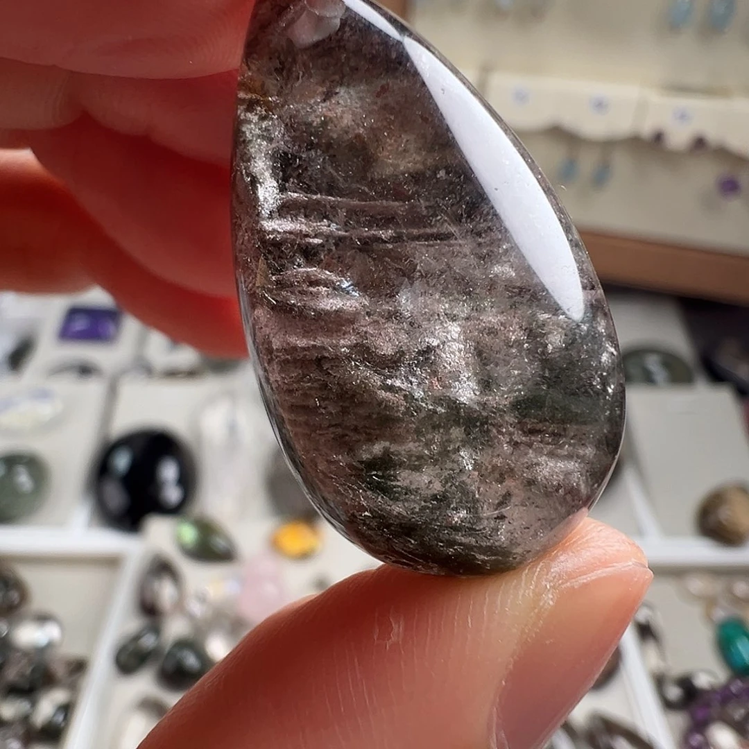 颈饰银S925镶嵌水晶天然幽灵水晶