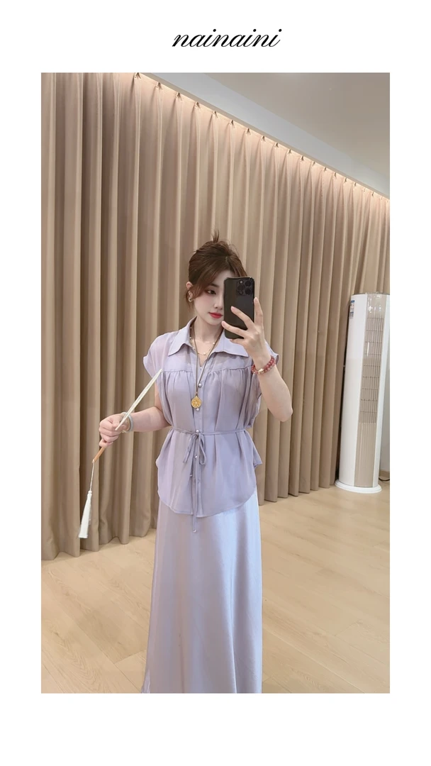 奈奈妮【紫霜】衬衫上衣2025夏季新款薄款洋气衣服女气质百搭3127