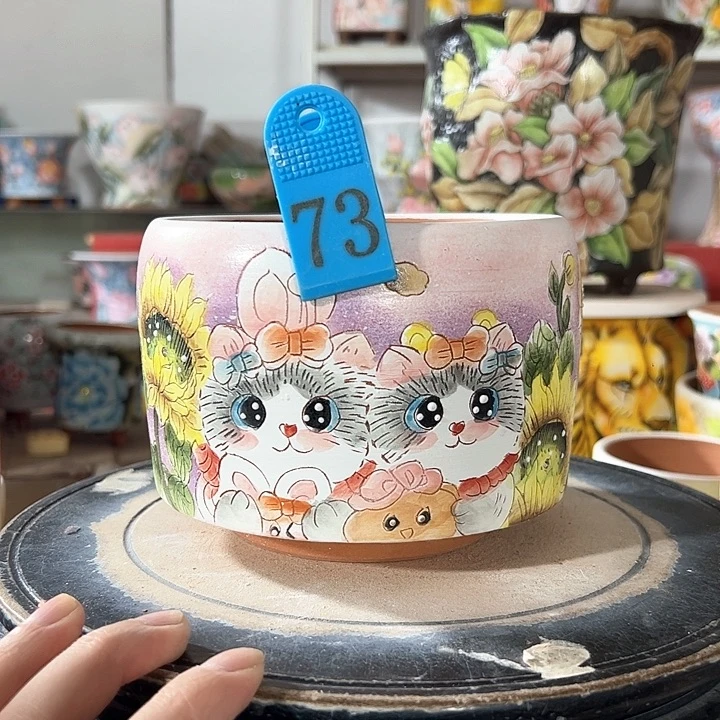 景德镇手绘花盆满38包邮