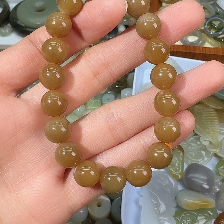 比***酸和田玉（糖玉）未镶嵌手链拍2