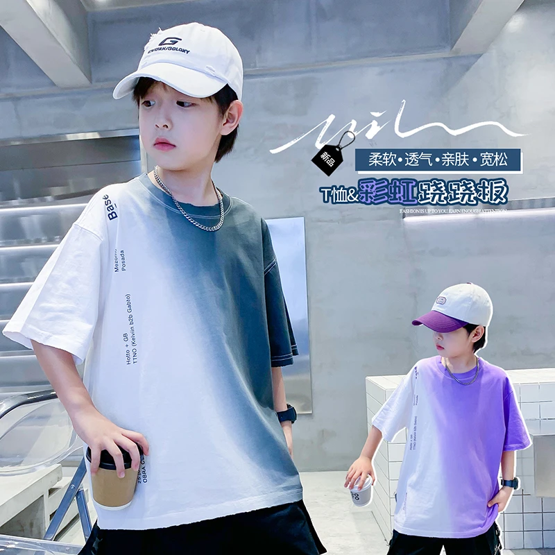 男童短袖t恤2025新款潮帅气时髦韩范痞帅风儿童短袖男孩宝宝夏装