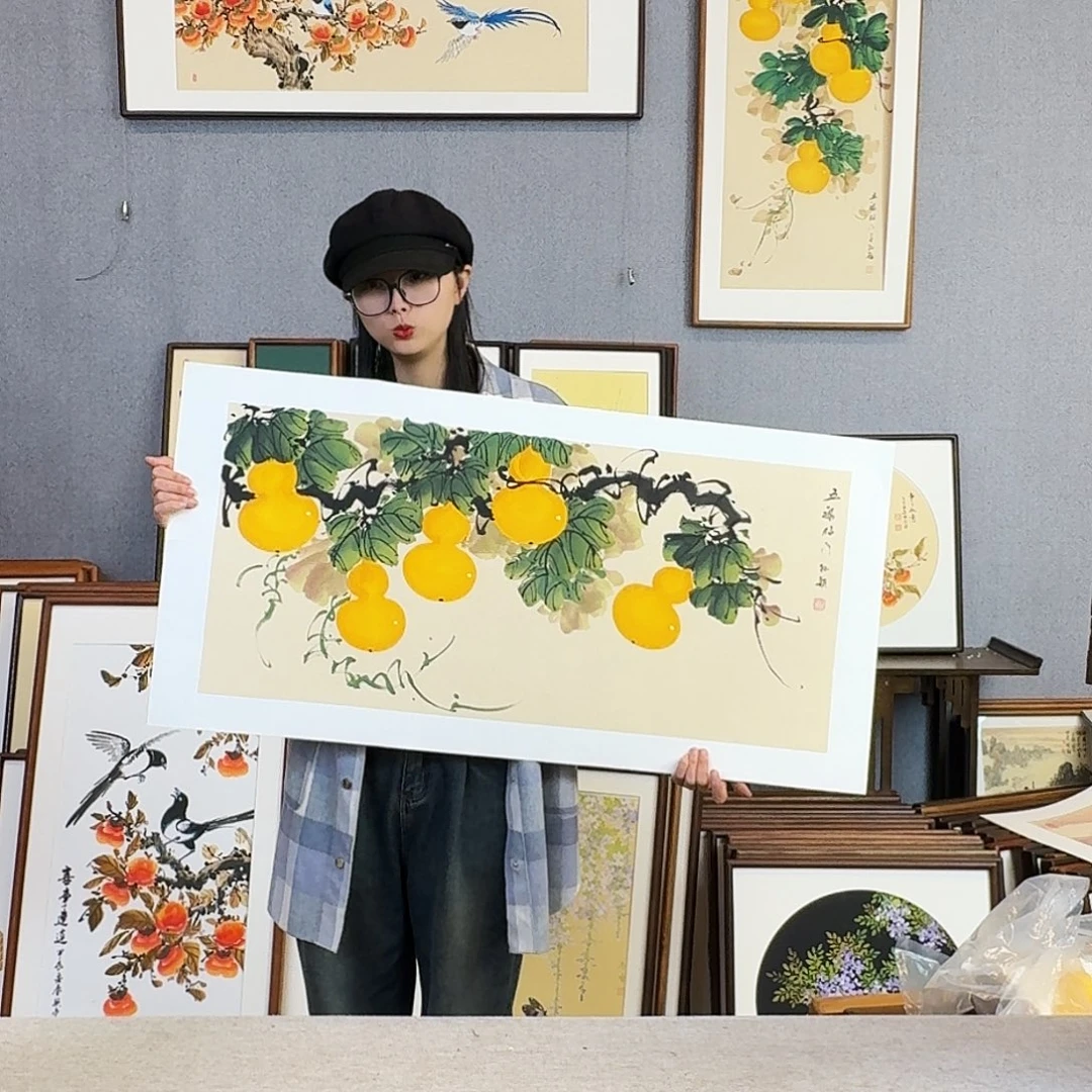 书法纯手绘，纯手写带框尺寸：53×103厘米