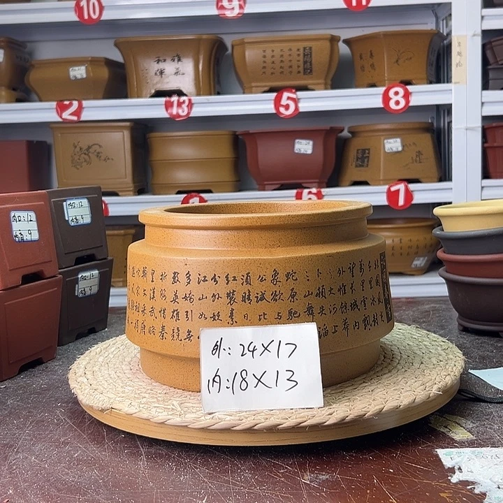 紫砂花盆蛇年大吉