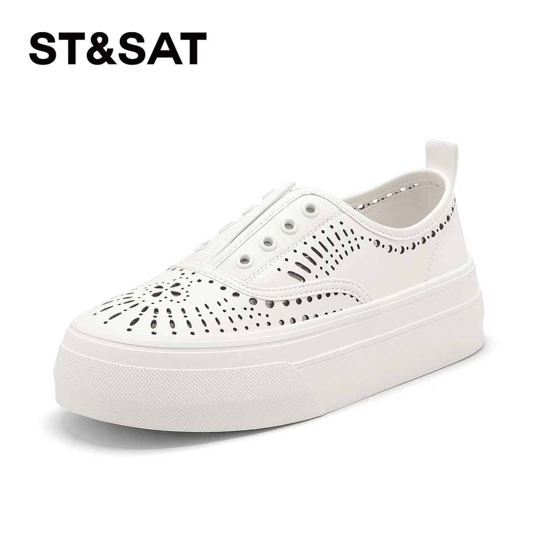 St&Sat/星期六镂空板鞋女2025夏季新款时尚百搭镂空透气女鞋板鞋
