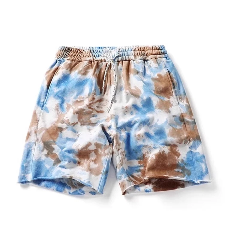 美式潮牌扎染短裤男士2025夏季新款宽松休闲百搭沙滩运动五分裤