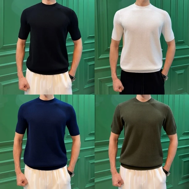 100棉针织弹力修身百搭短袖（男女同款）