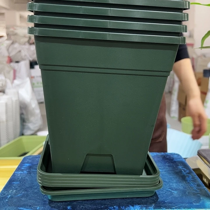 方盆口20高22军绿色带托5只
