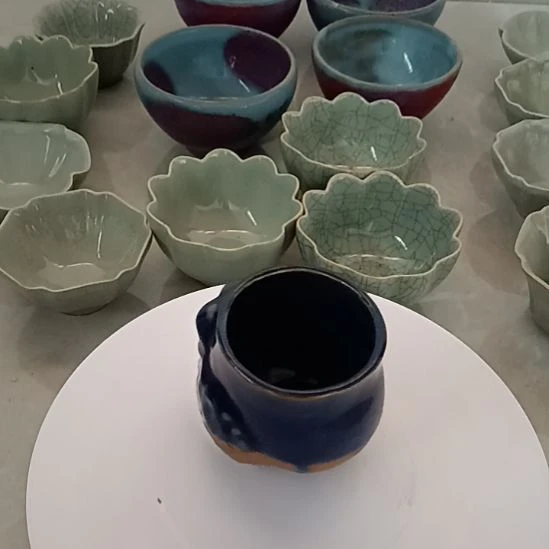 瓷片纯手工半釉小茶杯