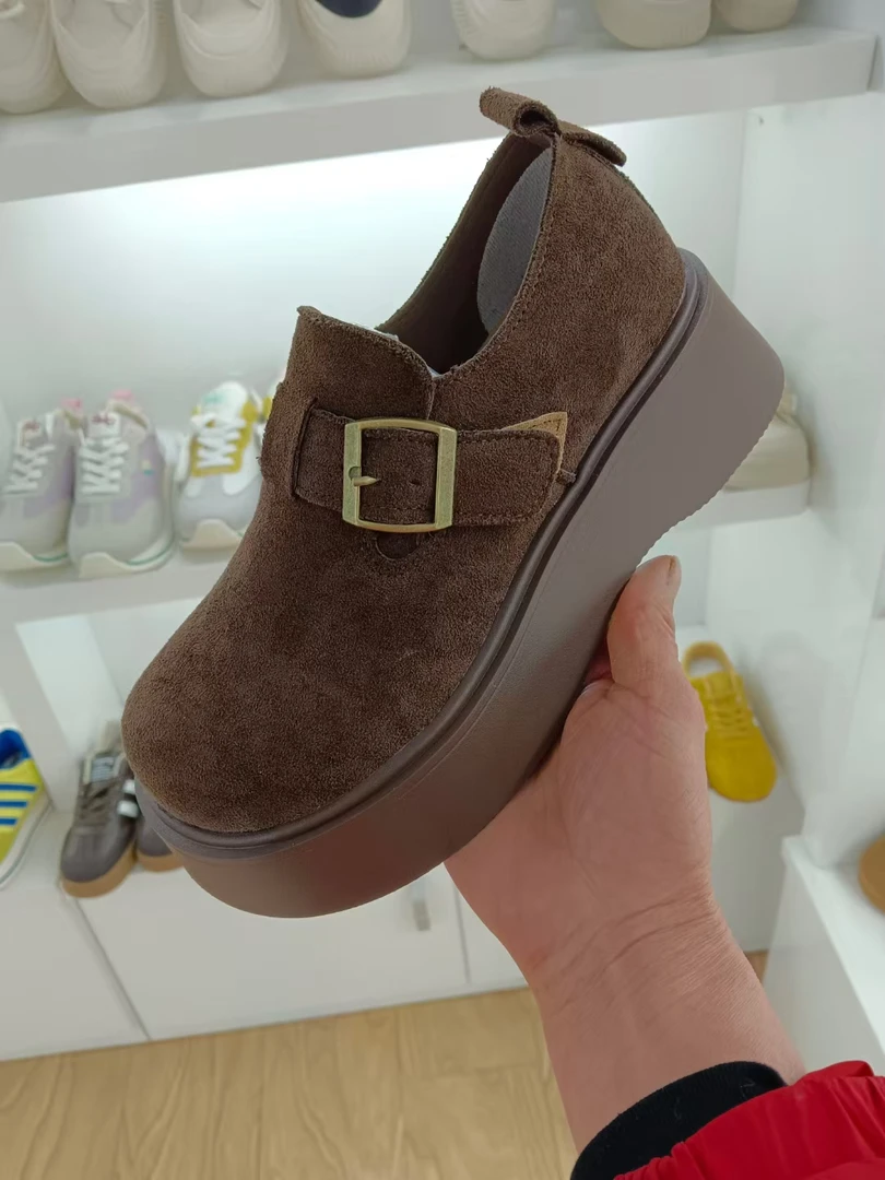 单鞋春季青年套脚一脚蹬乐福鞋休闲鞋厚底松糕底女士鞋子百搭