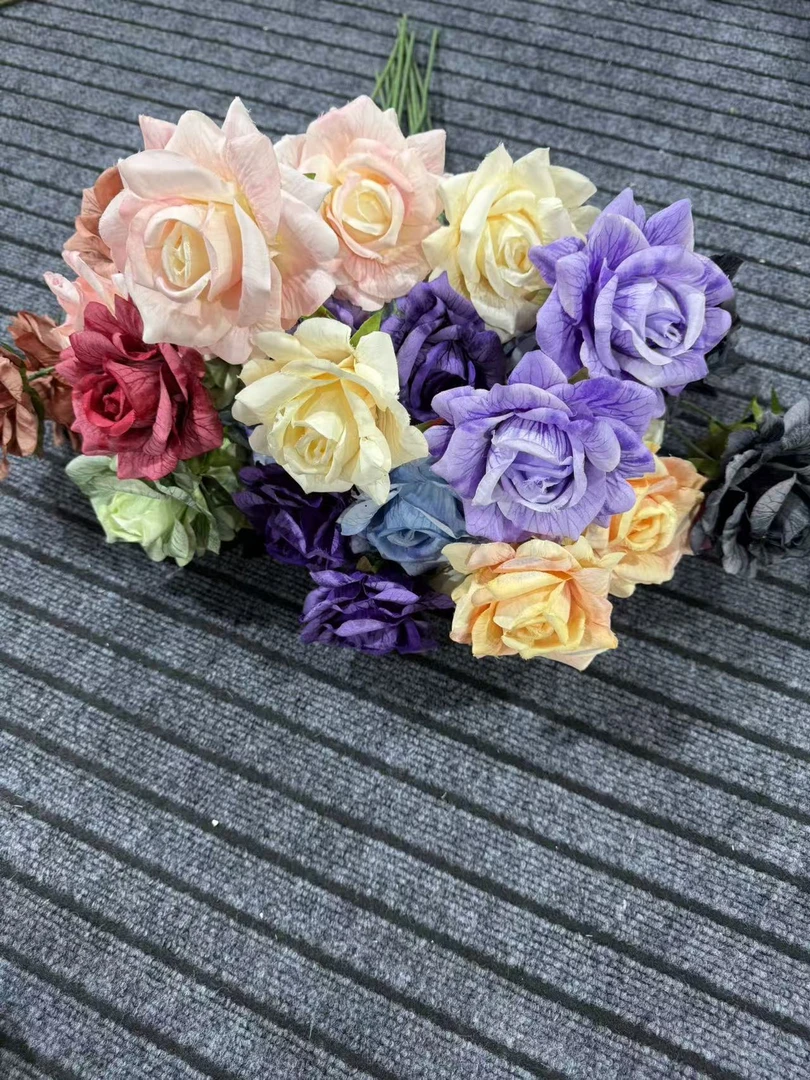 婚庆仿真花玫瑰丝印大玫瑰