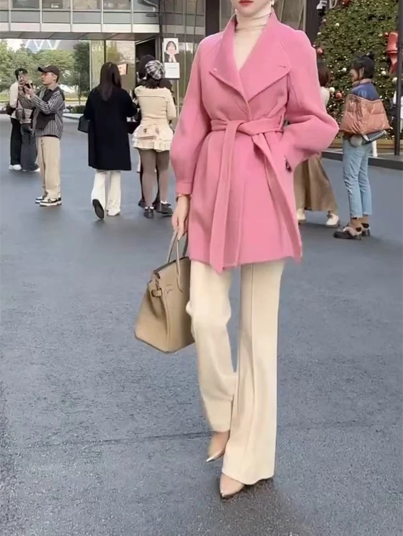 时尚女装上衣新款简约百搭精品女装时髦女款洋气显瘦秋冬粉色