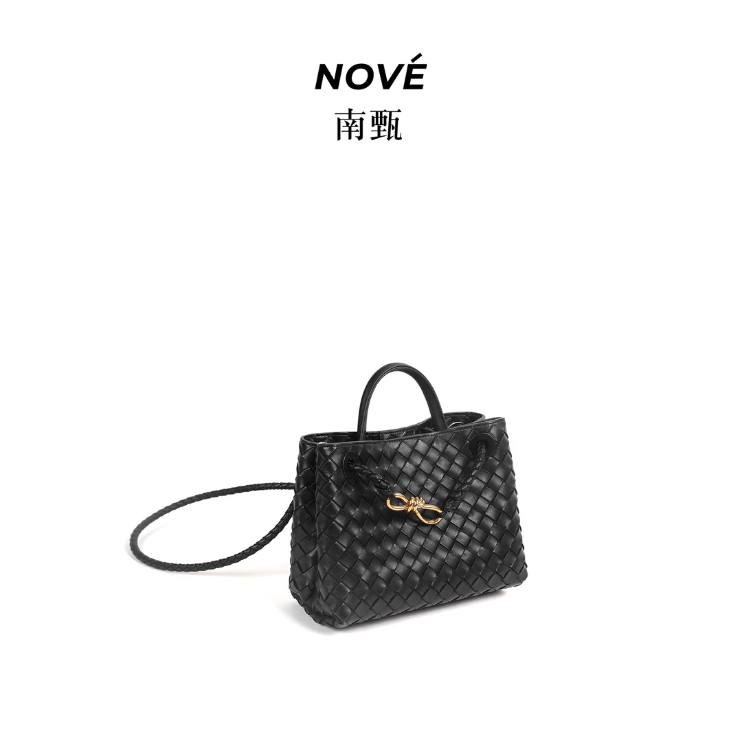 NOVÉ南甄【小葆家编织托特包】原厂头层羊皮8字扣大容量斜挎手提包