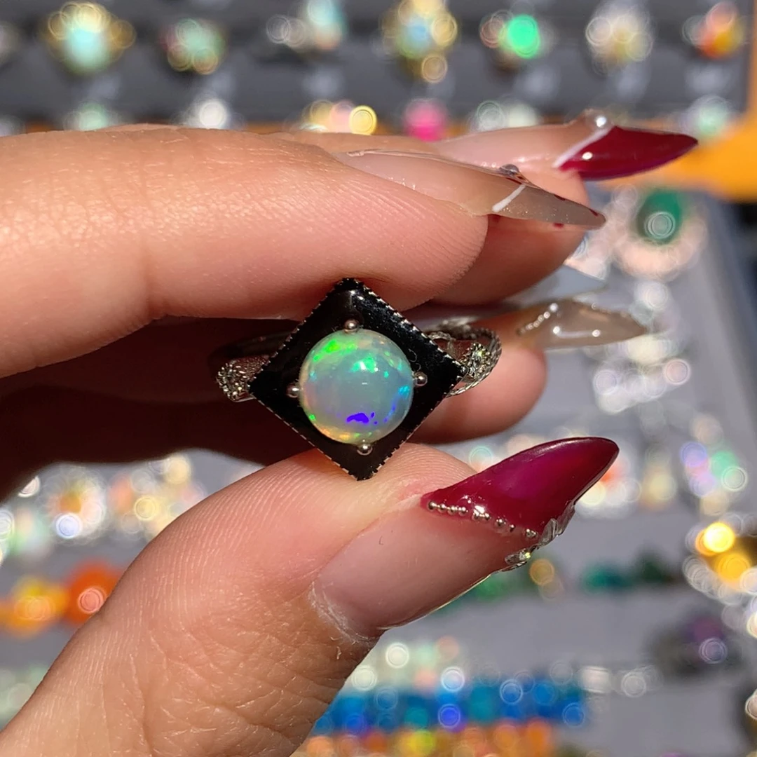 欧泊银S925镶嵌欧泊戒指y