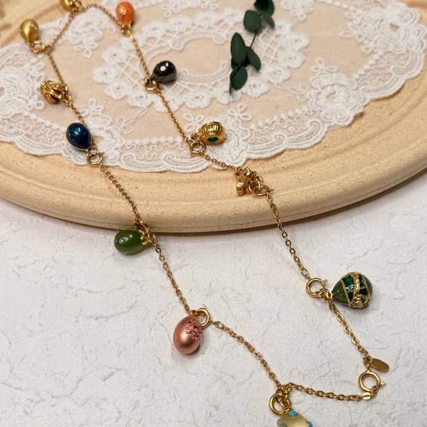 铜合金琉璃项链 【六六中古】孤品复古项链th6822链长72