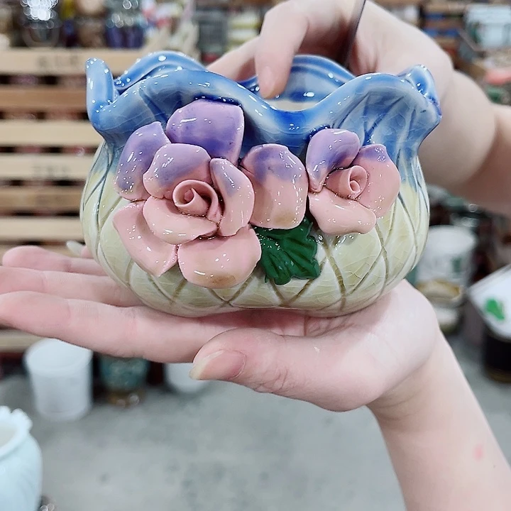 有孔，凑10元包邮陶瓷花盆发货！