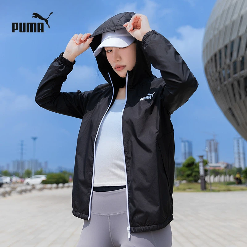 PUMA彪马连帽梭织夹克女装新款时尚潮流运动服上衣黑色休闲外套