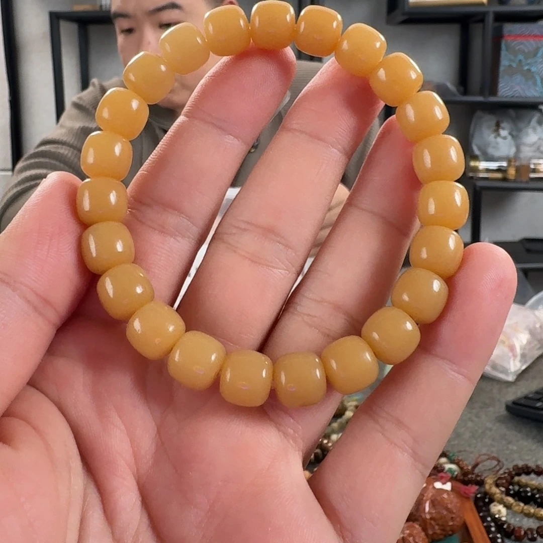 菩提根/象牙果手串D8535菩提根奶黄手串10mm左右
