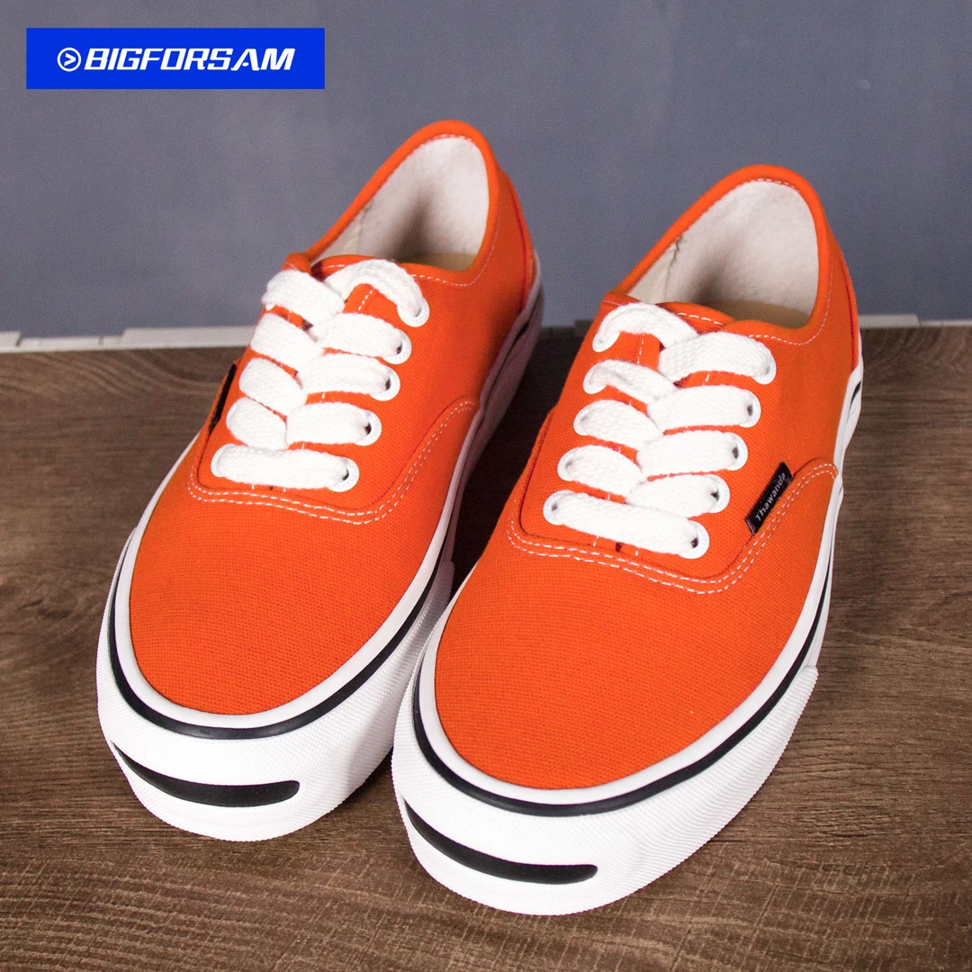 BIGFORSAM复古开口笑厚底软木塞透气情侣低帮休闲硫化帆布板鞋潮