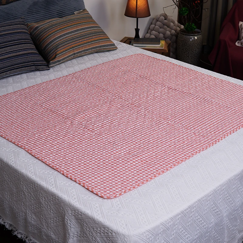 纯棉隔脏垫细格子夹棉绗缝床盖防滑透气双面全棉姨妈垫110*130