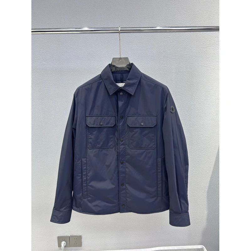 现货Moncler盟可睐 1G00020 OUSTALOUS男黑色皮标薄款翻羽绒服