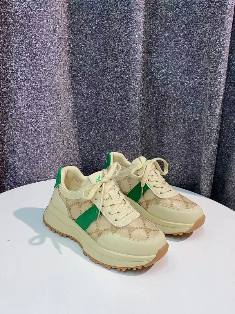 C2683  米绿  春夏时尚厚底圆头系带女休闲老爹鞋