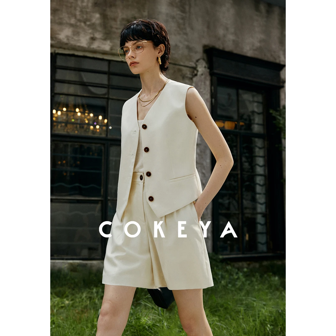COKEYA/老“温莎公爵”~精纺丝毛COL*MBO直身马甲宽松短裤套装