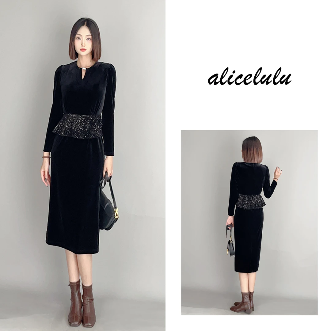 1 ALICE “腰间银河”连衣裙 华贵丝绒 闪耀夺目 S2140328D