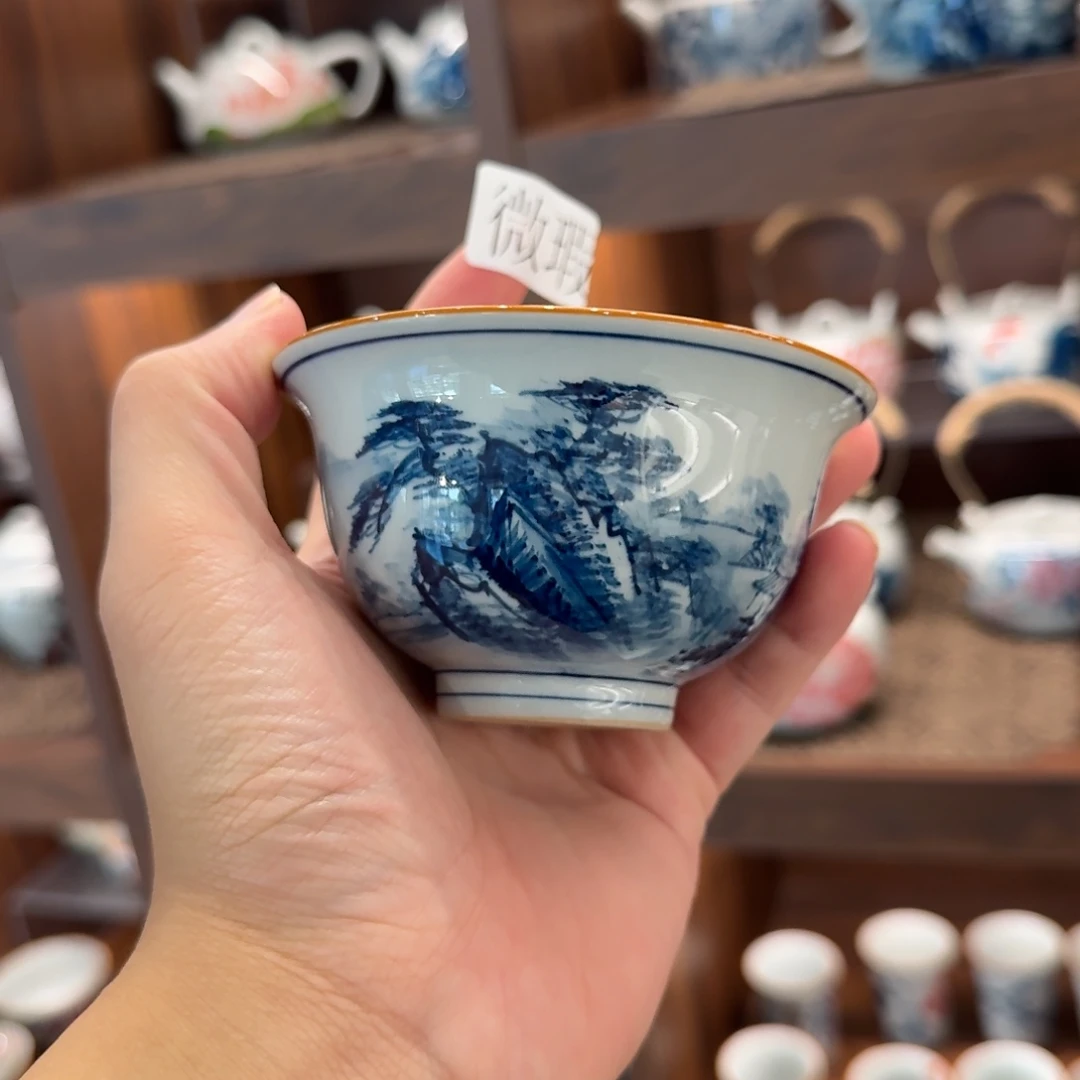 釉下手绘茶具微瑕