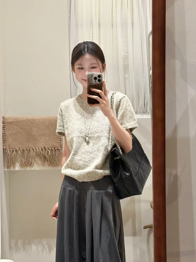 Peach自制 ’海盐奥利奥‘ins感杂色设计针织短袖 2529