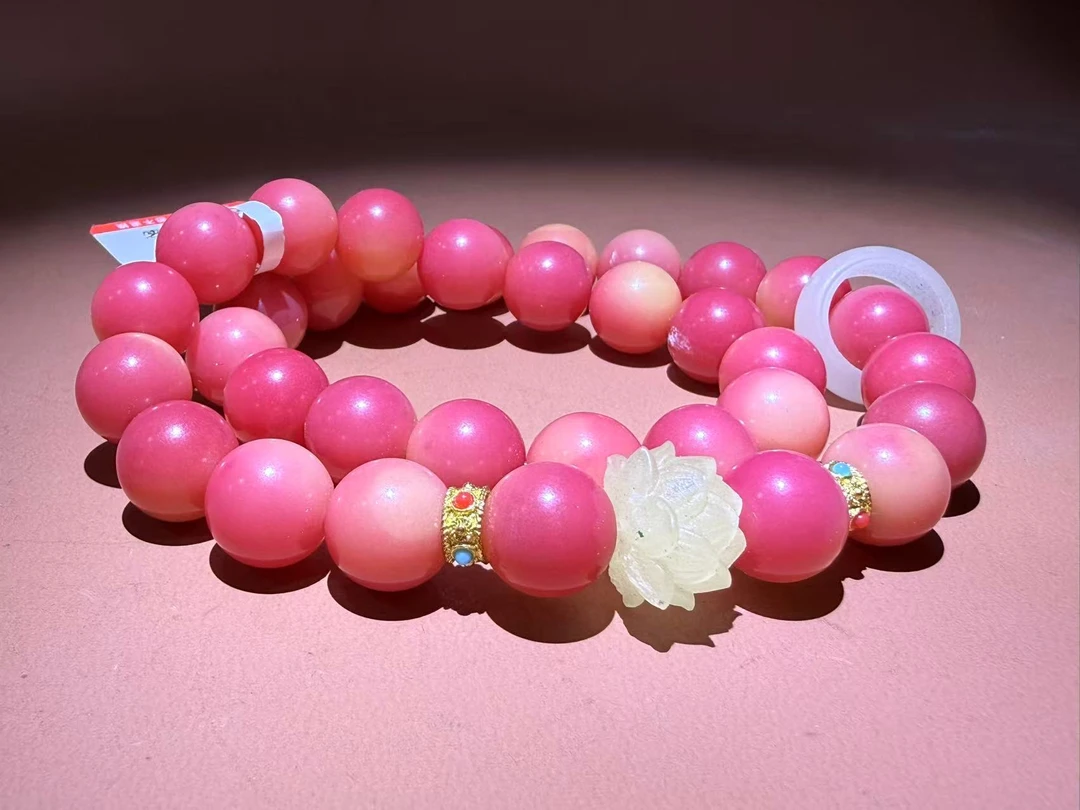 精美手串   粉菩提莲花双圈设计