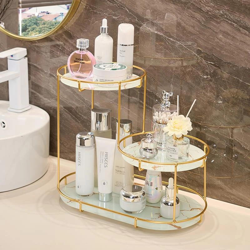 化妆品收纳架卫生间置物架轻奢浴室洗手间洗漱手台桌面台面梳妆架
