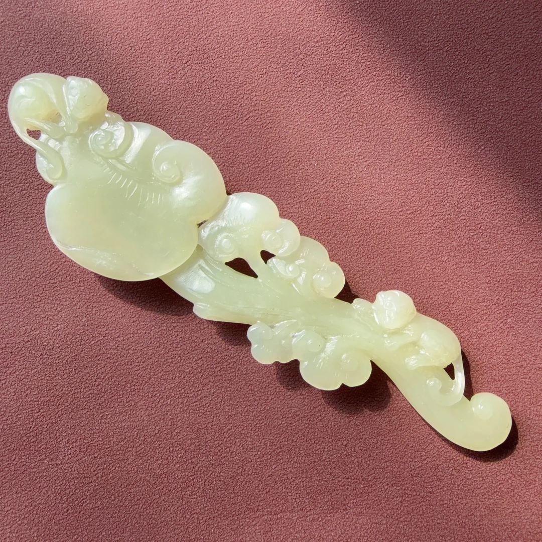 新疆和田玉黄玉 玉如意 手把 传承 珍藏