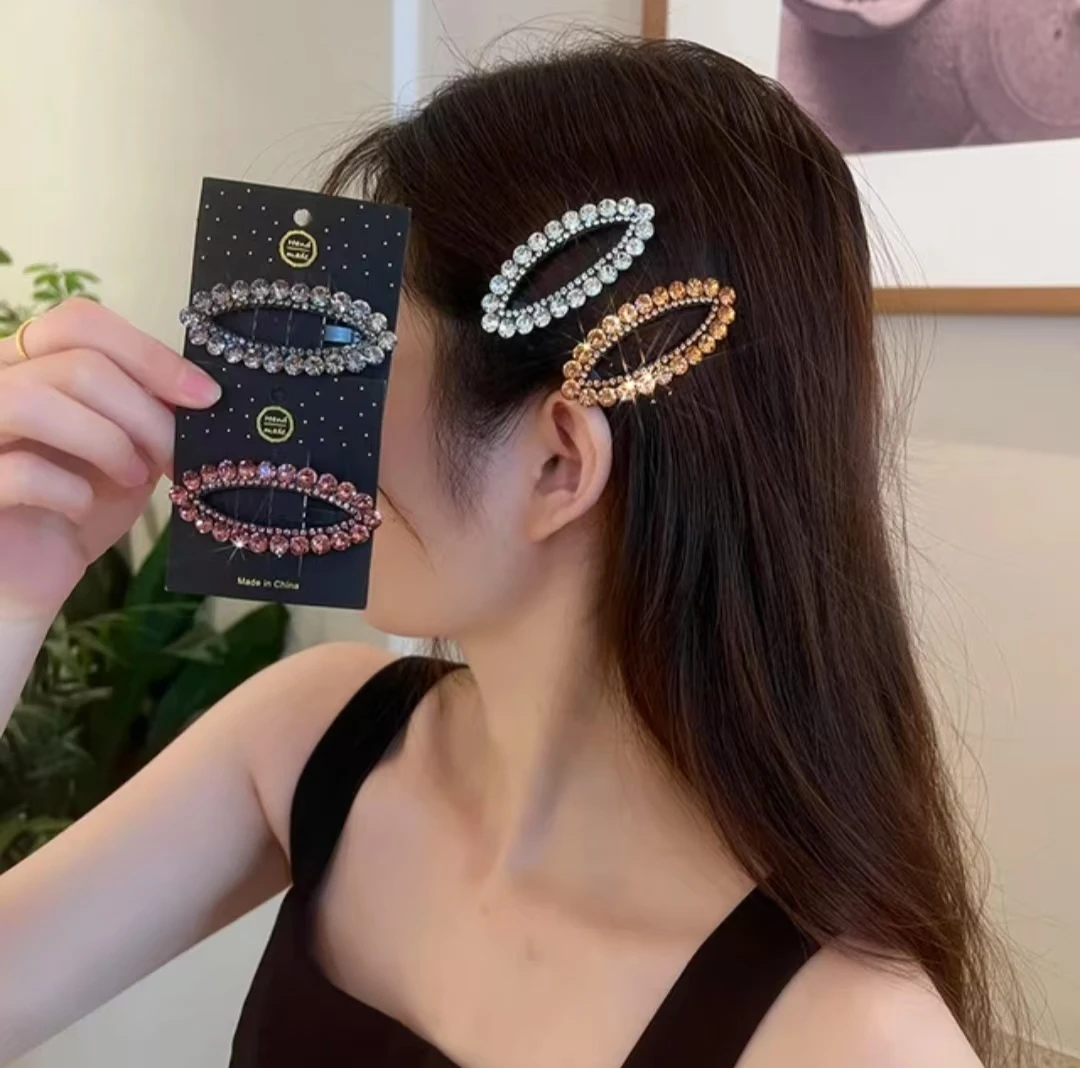 韩国发饰超闪水钻发夹高级感轻奢百搭刘海夹bb夹后脑勺碎发夹