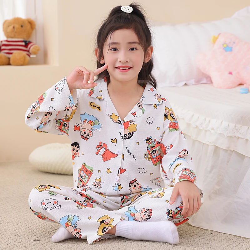 女童睡衣初中生春秋季云朵棉薄款长袖小女孩公主风亲子母女家居服